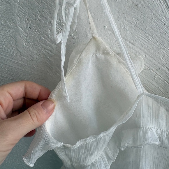 White Fox Boutique sheer white ruffle tie tank top - Picture 6 of 10